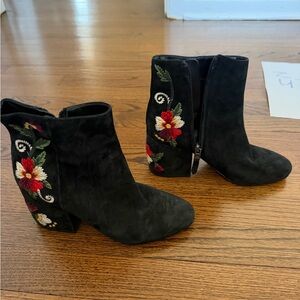 Sam Edelman Embroidered Black Ankle Boots
